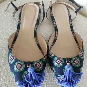 J. Crew Foulard-print tassel flats